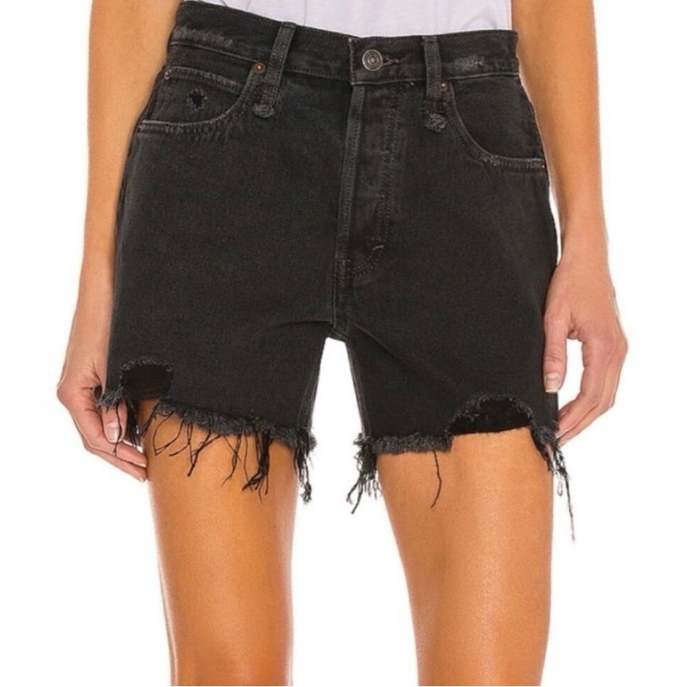 Free People Makai Cutoff Jean Shorts, Washed Black, 27